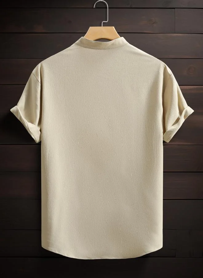 تايك تو قميص بأكمام قصيرة وياقة ماندارين